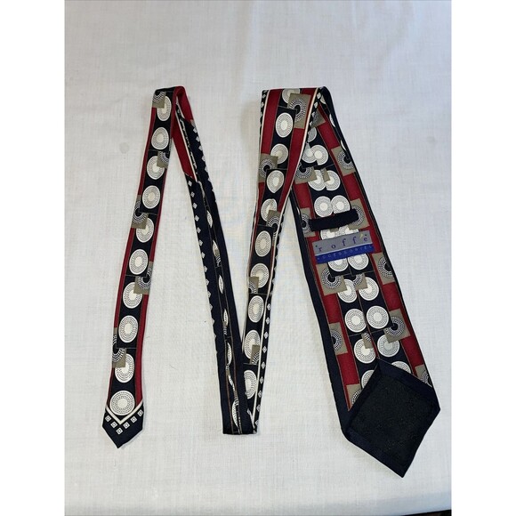 Roffe Dress Tie Mens Size 60" Multicolor Geometric 100% Silk Designer - Picture 7 of 12